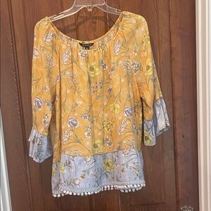 Zac & Rachel Yellow and Blue Floral Blouse